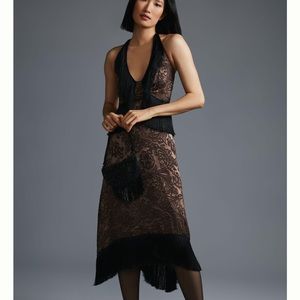 Anthropologie Fringed Velvet Dress new with tags size 6